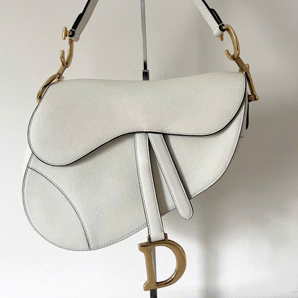 [Final Price Limited Time] CHRISTIAN DIOR Medium Saddle Bag White - Picture 1 of 14